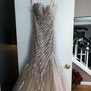 Mori Lee Nude Mermaid Prom Gown Size 4